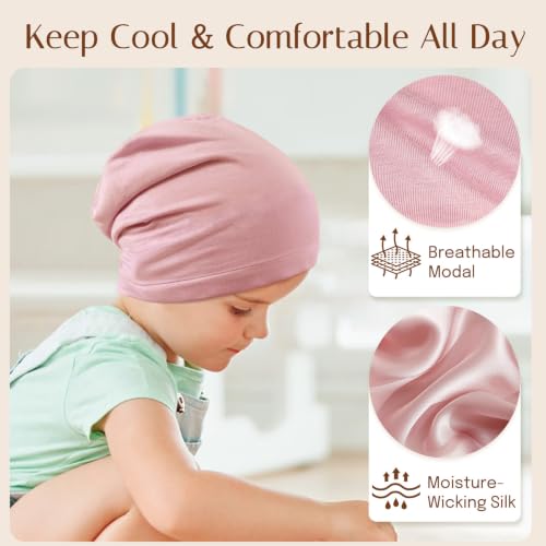 OLESILK Pink Baby Bonnet 6-12 Months - Anti-Frizz Tangle-Free Protective Hat