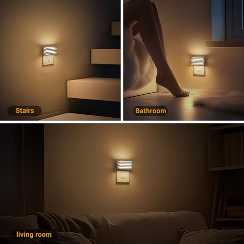 JandCase Dimmable LED Night Light with Dusk to Dawn Sensor | 2 Pack