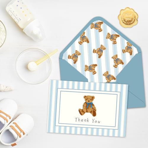24 Pcs Thank You Cards with Envelopes - Cute Bear Design, 4x6 Inch