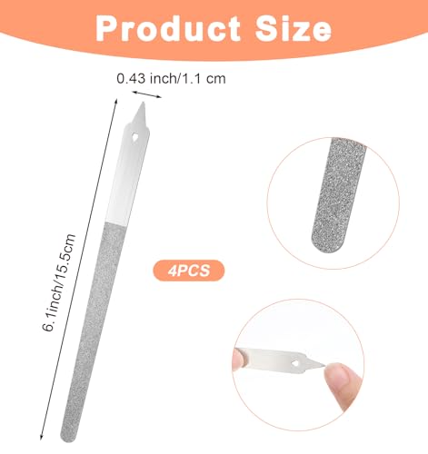 4 Pack Diamond Nail Files for Natural Nails - 6 Inch Professional Manicure Tools