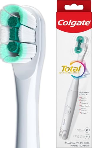 Colgate Total Battery Powered Electric Toothbrush - White, Soft Bristles