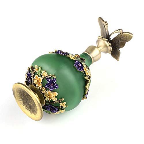 Rayberro Green Butterfly Vintage Perfume Bottle 25ML Refillable Glass with Rhinestones
