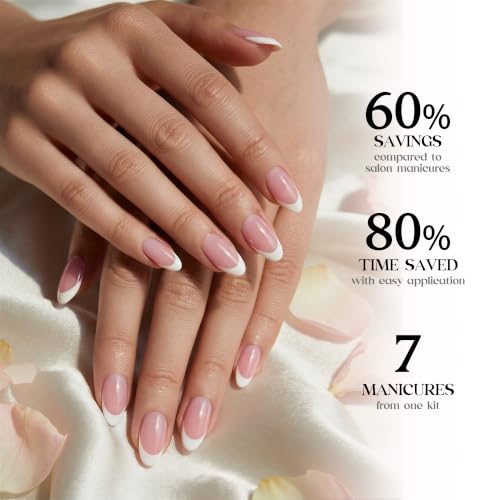 Beetles French Tips Press On Nails - 224 Pcs Short Almond Pink