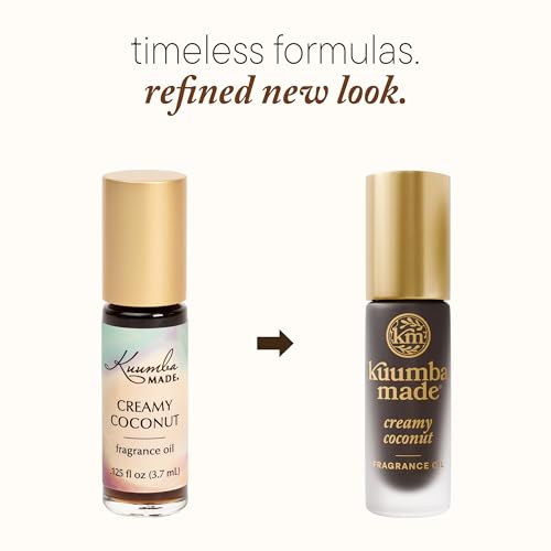 Kuumba Made Creamy Coconut Fragrance Oil, Long-Lasting Scented Oil Perfume Roller, Vegan, Alcohol-Free, 0.15 Fl Oz