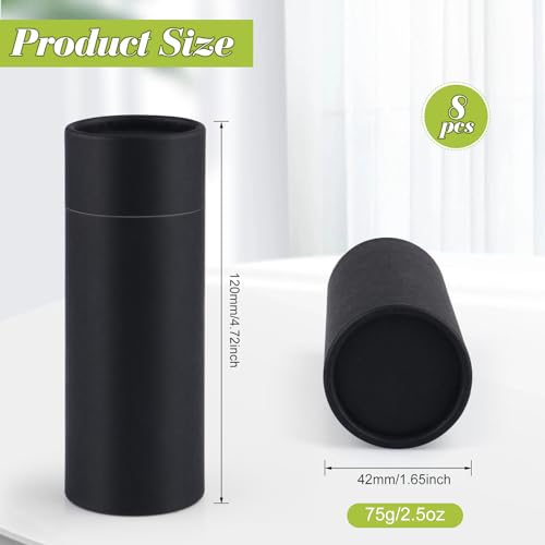 8pcs 75g/2.5oz Black Paperboard Deodorant Containers,Empty Kraft