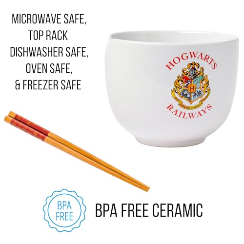 Harry Potter Hogwarts Ramen Bowl with Chopsticks | 20oz Ceramic
