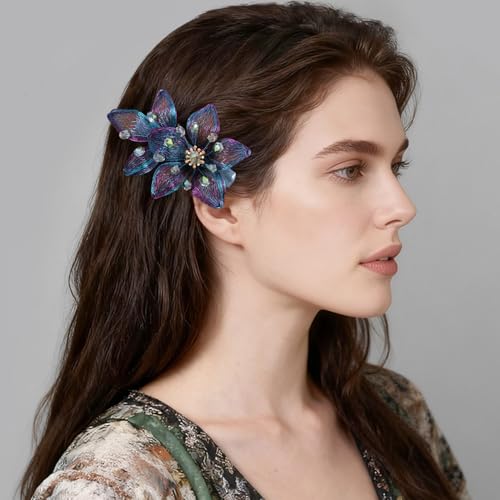 Mistofu Handmade Copper Wire Butterfly Barrette with Crystals
