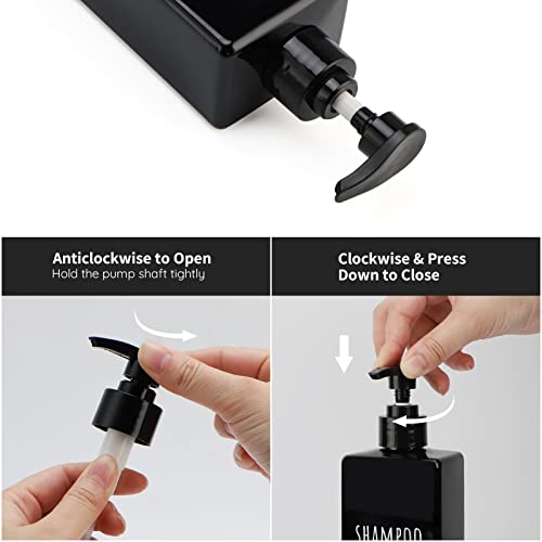 Segbeauty Black Plastic Refillable Soap & Lotion Dispenser Set 3 Pack 16.9oz
