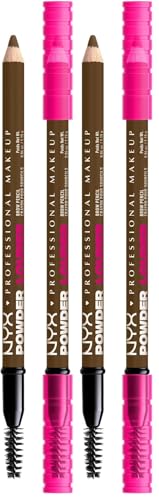 NYX Powder Louder Eyebrow Pencil - Soft Brown, Volumizing Vegan Brow Pen (2 Pack)