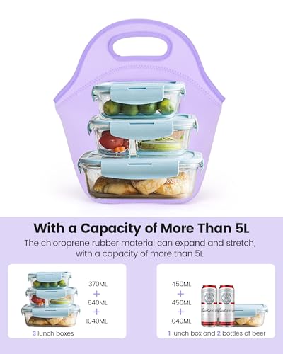 Insulated Neoprene Lunch Bag for Women - Soft & Reusable Tote