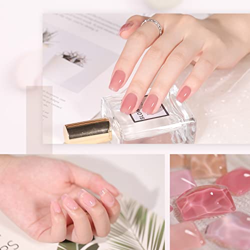 GAOY Nude Jelly Gel Nail Polish Set - 6 Sheer Pink Colors