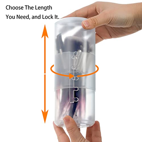 Retractable Makeup Brush Holder Case 4 Pack Portable Cosmetic Organizer with Lid
