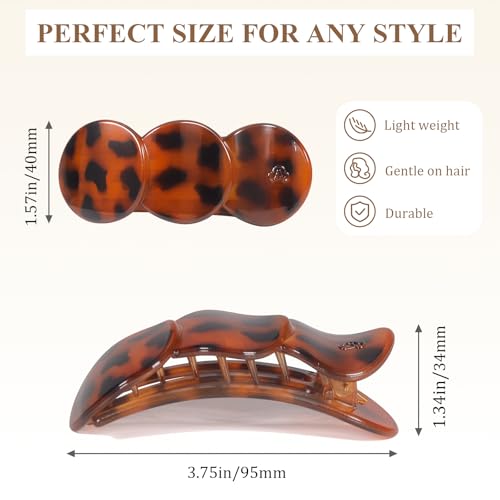 Amlaidu Flat Hair Clips for Women – Claw Clips for Thick/Thin Hair, 4 Color Variants (Yellow, Red, White Tort, Black) 1 Count