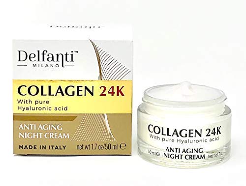 Collagen 24K Anti-Aging Night Cream with Hyaluronic Acid & Gold – Delfanti-Milano (Face & Neck Moisturizer) Made in Italy