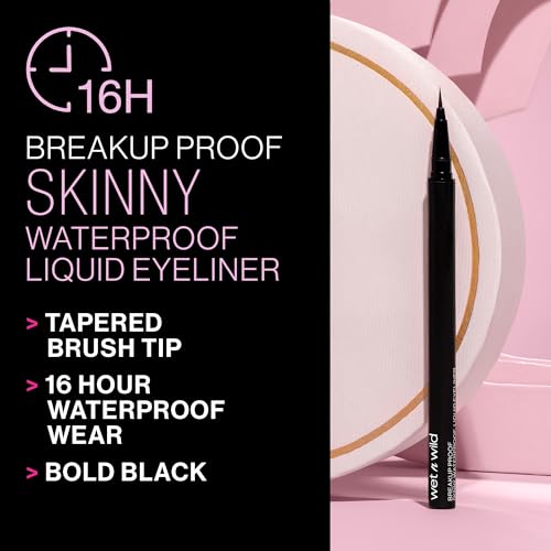 wet n wild Mega Last Breakup Proof Liquid Eyeliner - Waterproof, Ultra-Fine Brush, 16-Hour Wear - Pack of 2