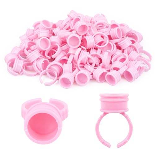 G2PLUS Disposable Glue Rings for Eyelash Extensions - 100pcs Baby Pink
