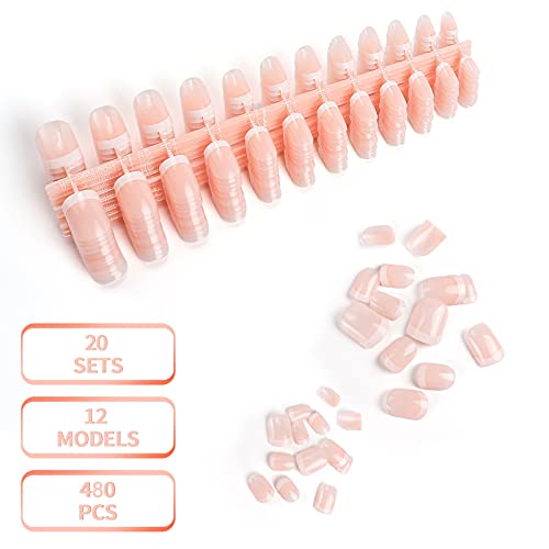 LIARTY Short French Tip Press-On Nails - Natural 480pcs Set