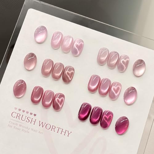 GAOY Cat Eye Gel Nail Polish Set - 6 Colors with Magnet, Holographic Glitter