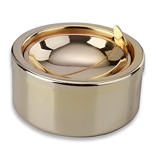 Windproof Stainless Steel Outdoor Ashtray with Lid - Compact & Durable