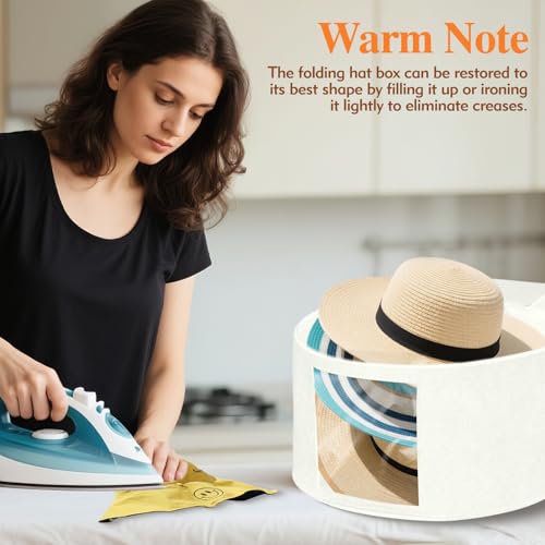 Kovpnor Round Hat Box - Stackable Felt Storage Case for Hats