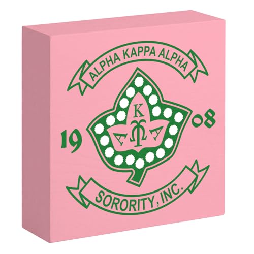 AKA Sorority Wooden Desk Sign - Pink & Green Ivy Decor