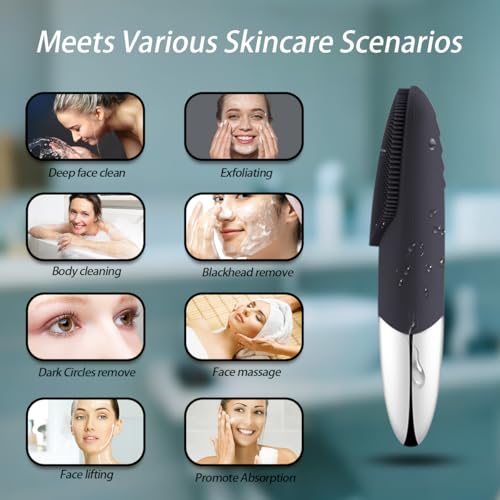 3-in-1 Electric Silicone Facial Cleansing Brush - Gray
