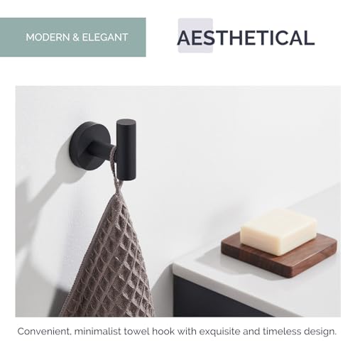 Matte Black Towel Hook - Rustproof 304 Stainless Steel Robe Holder