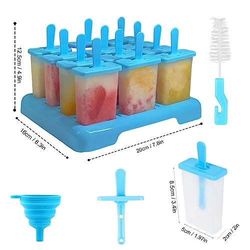 Alinana 12-Cavity Popsicle Molds with Built-in Sticks & Funnel