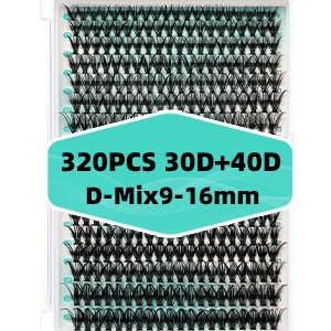 AMZGIRL Fluffy Lash Clusters A-3040D, D Curl Individual Eyelash Extensions
