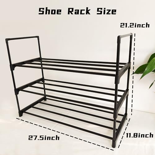 3-Tier Metal Shoe Rack Organizer - Space-Saving Storage for Entryway & Closet