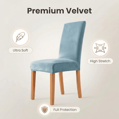 Deisy Dee Velvet Dining Chair Covers - Washable & Stretchable Slipcovers
