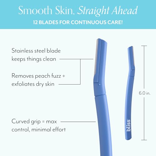 Bliss Stainless Steel Dermaplaning Tools 12 Pack for Exfoliating & Hair Removal