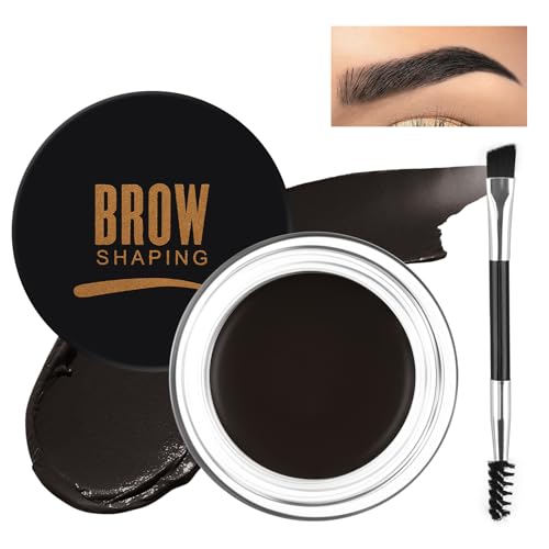 WTFACE Eyebrow Pomade Kit with Dual-Ended Brush - Waterproof & High Pigment #05 Black