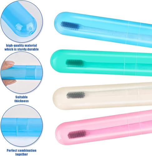 4 Pack Portable Travel Toothbrush Cases - BPA-Free Plastic Holders