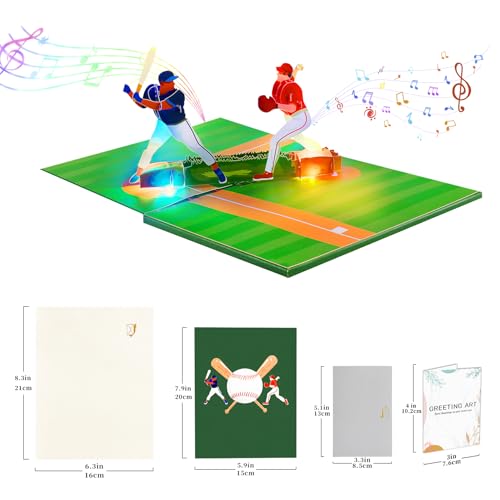 Musical Baseball Birthday Card with Lights & Pop-Up Design