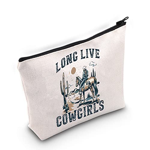 Long Live Cowgirl Western Rodeo Zipper Makeup Bag - Western Women Cosmetic Bag