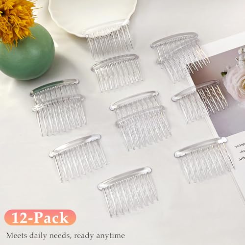 12 Pcs Transparent Plastic Hair Side Combs - Lightweight & Durable