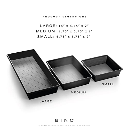 BINO 3-Piece Drawer Organizer Set - Large Grey Storage Bins