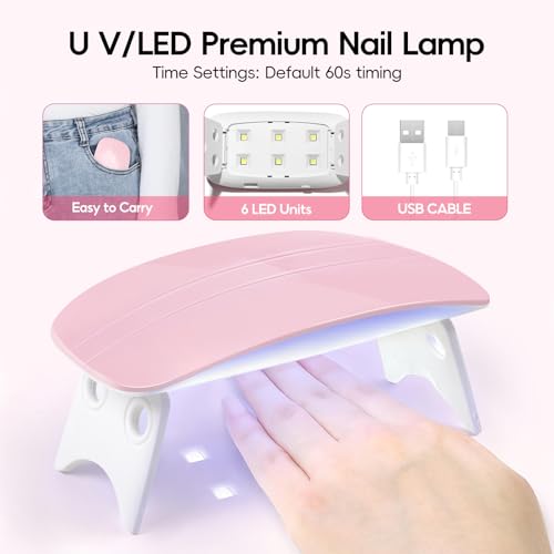 PEACECOLOR Acrylic Nail Kit with UV Lamp, Powder, Glitter & Tools