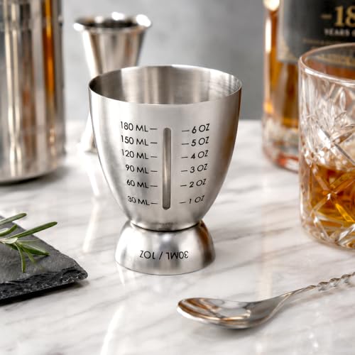 Homestia Stainless Steel Cocktail Jigger Set with Pourer Spout - 1 to 6 oz Measuring Cups