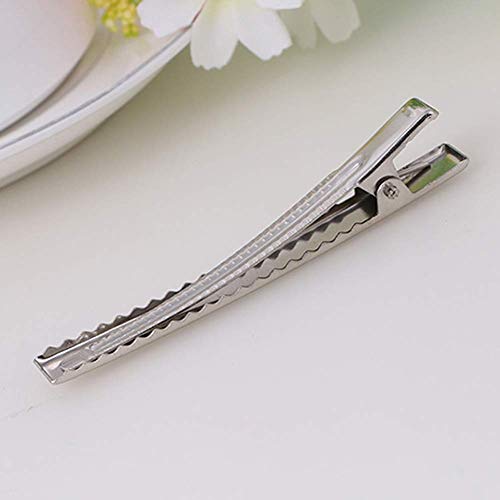 100 Pcs 3.1 Inch Silver Alligator Hair Clips for DIY Styling