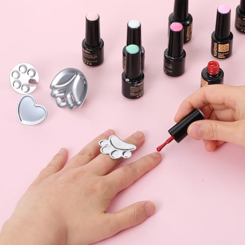 4 Pack Mini Stainless Steel Nail Art Palettes for Easy Mixing