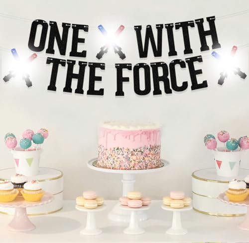 One With The Force Birthday Banner - Holographic Glitter Decor