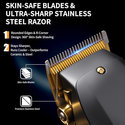 Elehomyou Cordless Hair Clippers Kit with 8 Color-Coded Guards & LED Display