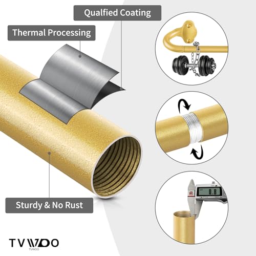 TVWOO Gold Wrap Around Curtain Rod - Adjustable 28-48" Room Darkening