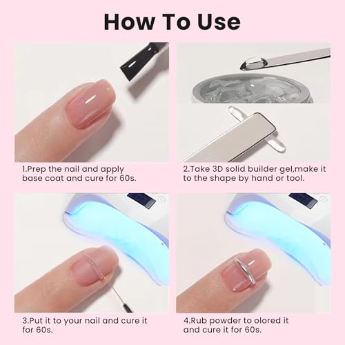 Butibbja 0.56oz Clear Solid Builder Gel for Nails, 3D Nail Art & Sculpting with Silicone Mold