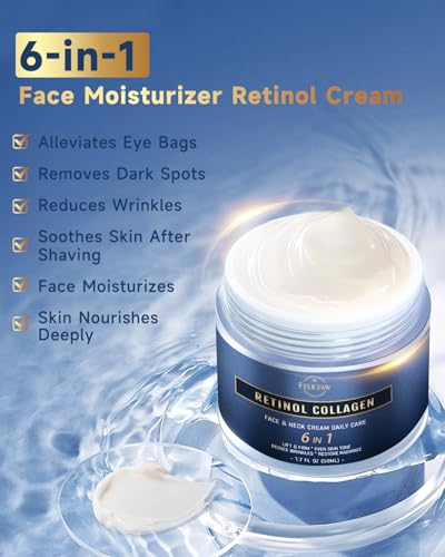 Felicemy 6-in-1 Men’s Face Moisturizer with Retinol, Collagen & Hyaluronic Acid - 1.7 Fl Oz