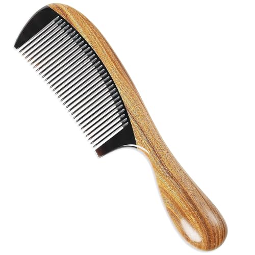 Onedor Sandalwood & Buffalo Horn Hair Comb - Anti-Static, Fine Tooth