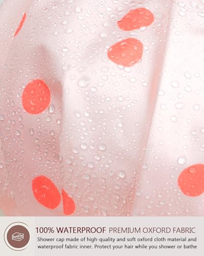 Pink Reusable Waterproof Shower Cap for Women with Adjustable Bowknot - Hair Bath & Hair Care