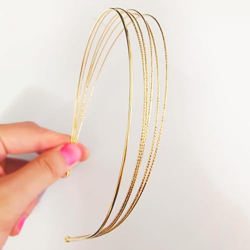 2 Pack Gold Multi-Layer Metal Headbands for Women